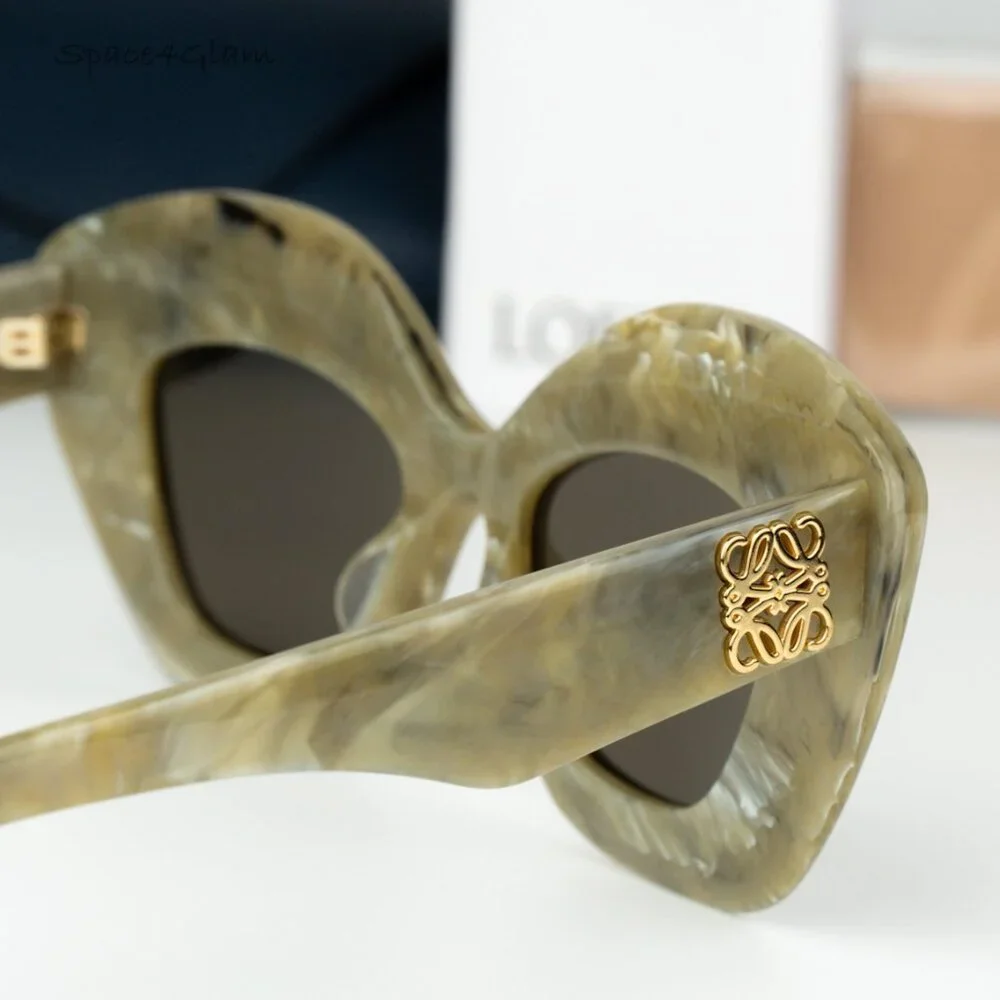 Loewe Men Sunglasses Green Brown Cat Eye LW40127I ANAGRAM 60E NEW AUTHENTIC